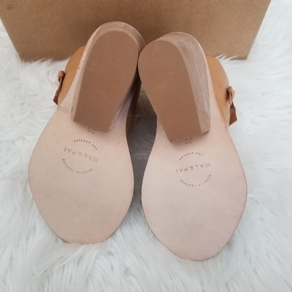 NEW Wal & Pai Cole Wedge Nude Calf Leather Chunky Stacked Heel Minimalist 37 - Picture 8 of 11